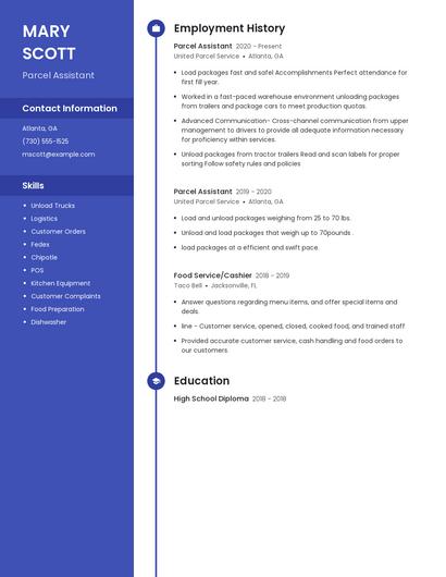 Parcel Assistant Resume