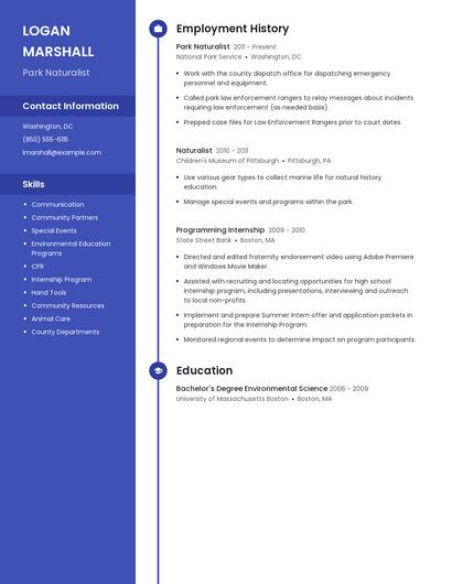 Park Naturalist Resume
