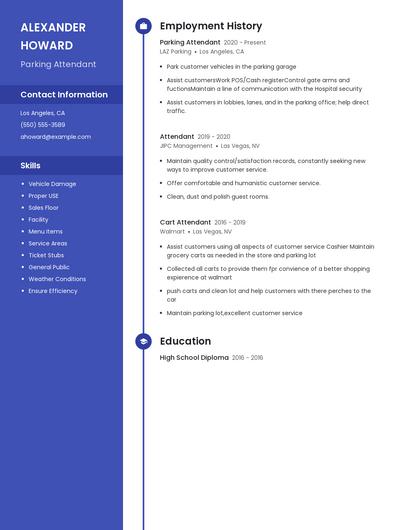 Parking Attendant Resume
