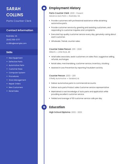 Parts Counter Clerk Resume
