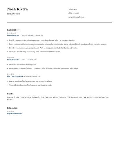Pastry Decorator Resume