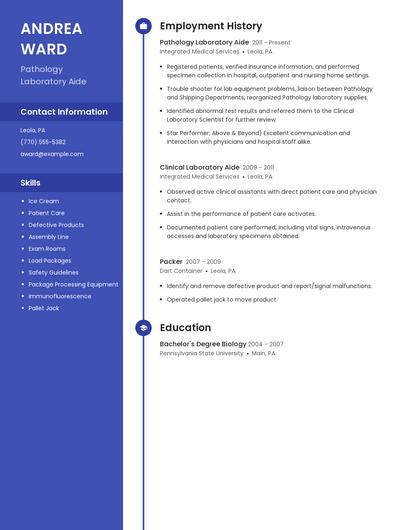 Pathology Laboratory Aide Resume