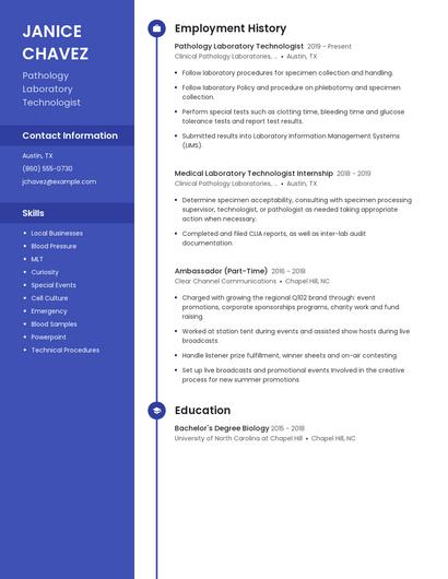 Pathology Laboratory Technologist Resume