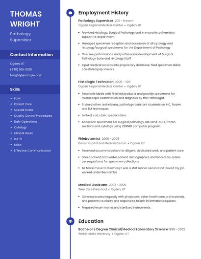 Pathology Supervisor Resume