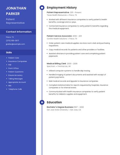 Patient Representative Resume