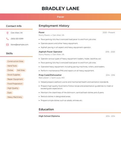 Paver Resume