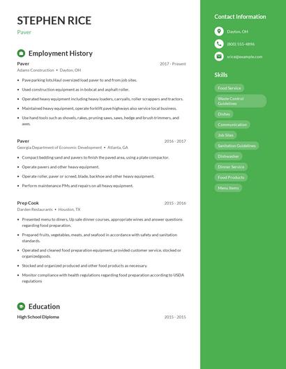 Paver Resume