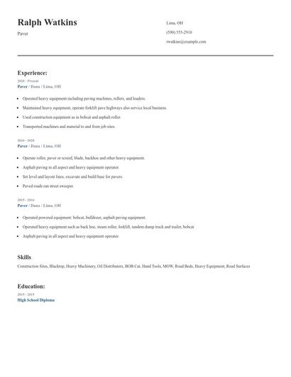 Paver Resume