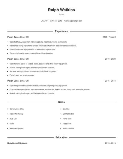 Paver Resume