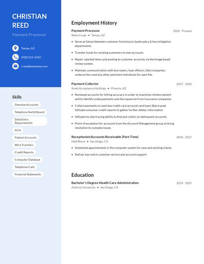 Payment Processor Resume