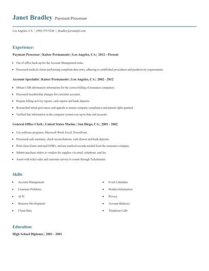 Payment Processor Resume