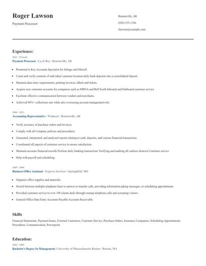 Payment Processor Resume