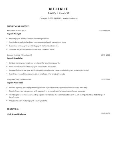 Payroll Analyst Resume
