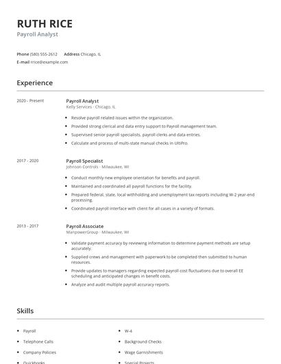 Payroll Analyst Resume