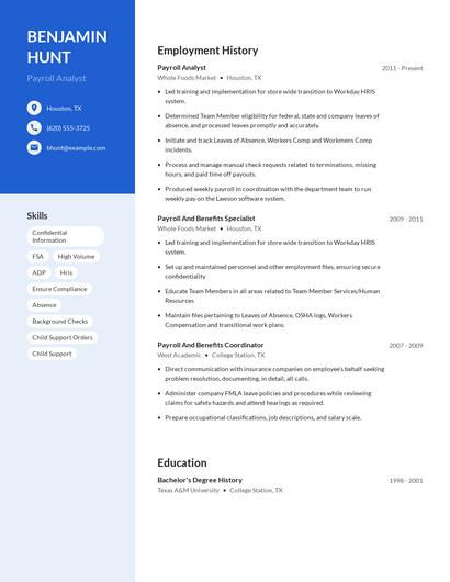 Payroll Analyst Resume