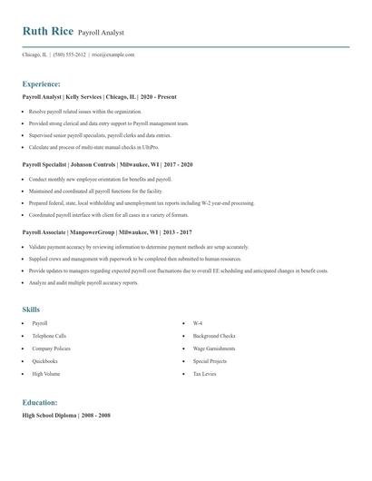 Payroll Analyst Resume