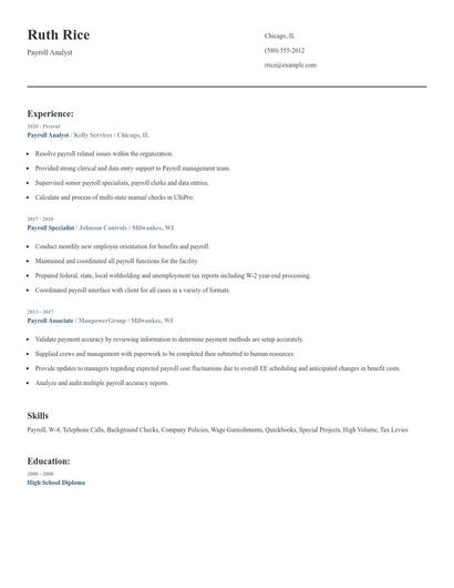 Payroll Analyst Resume