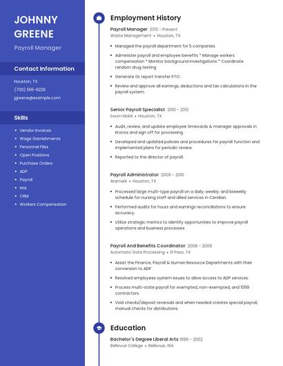 Payroll Manager Resume