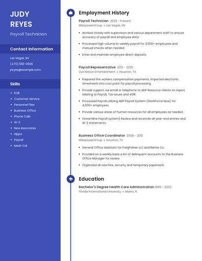 Payroll Technician Resume