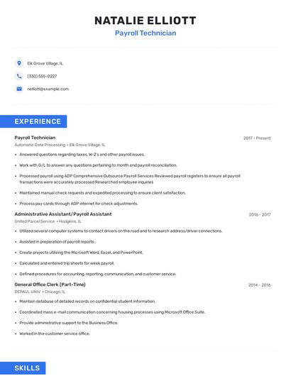 Payroll Technician Resume
