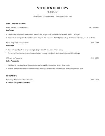 Perfumer Resume