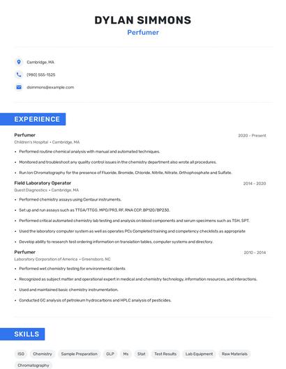 Perfumer Resume