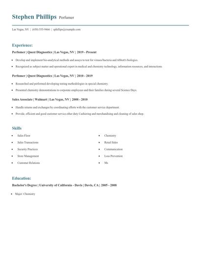 Perfumer Resume