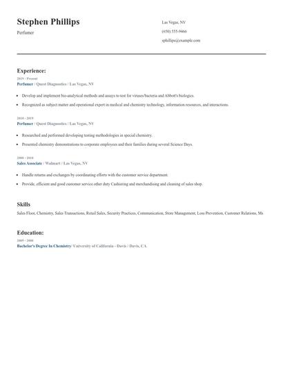 Perfumer Resume