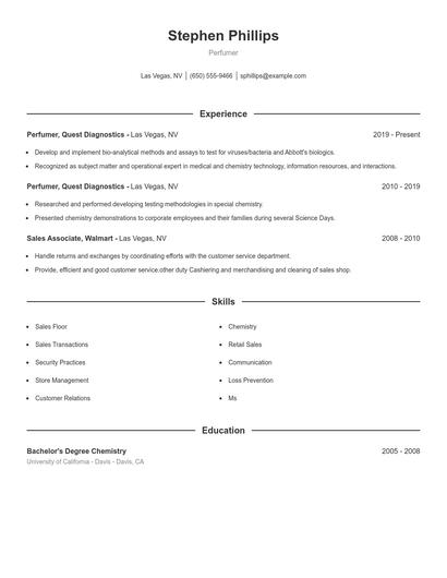 Perfumer Resume