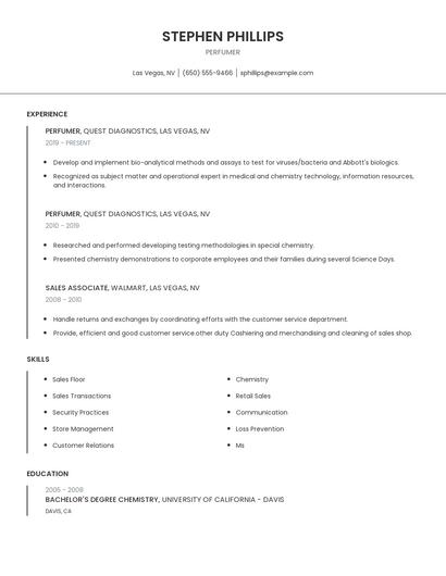 Perfumer Resume