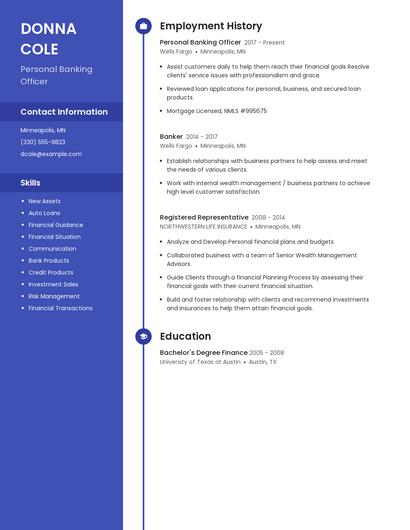 Personal Banking Officer Resume