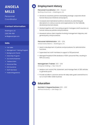 Personnel Coordinator Resume