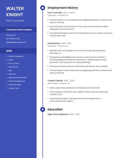 Pest Controller Resume