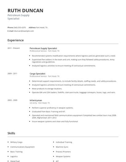 Petroleum Supply Specialist Resume