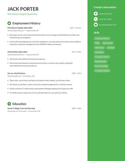 Petroleum Supply Specialist Resume