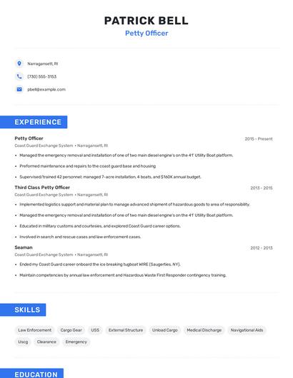 Petty Officer Resume