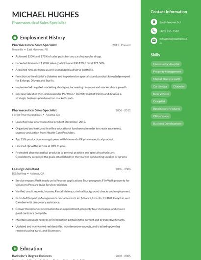 Pharmaceutical Sales Specialist Resume
