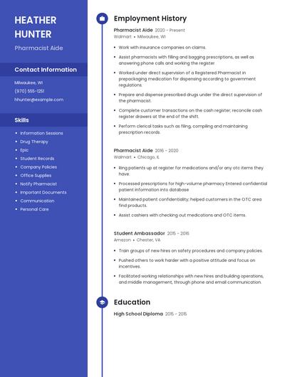 Pharmacist Aide Resume