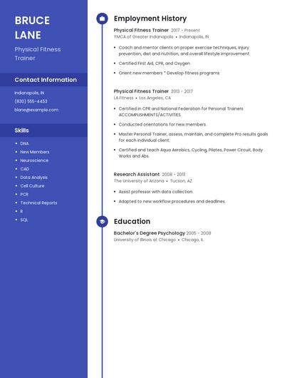 Physical Fitness Trainer Resume