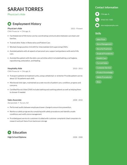 Physician's Aide Resume