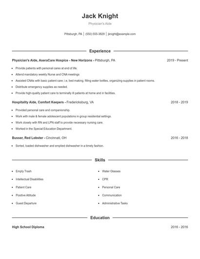 Physician's Aide Resume