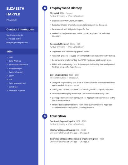 Physicist Resume