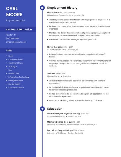 Physiotherapist Resume