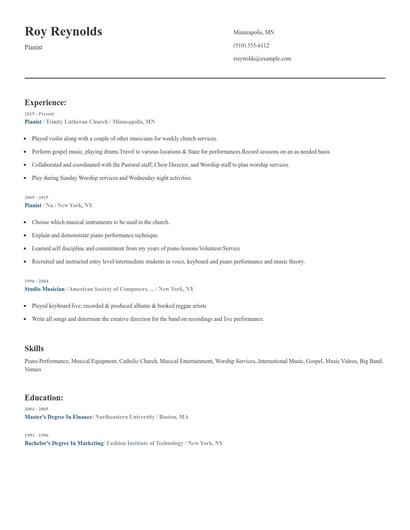 Pianist Resume