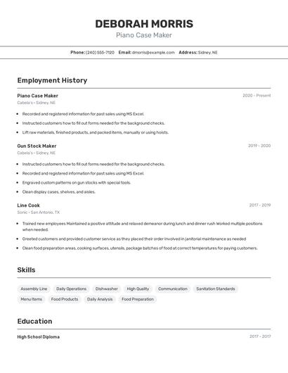 Piano Case Maker Resume
