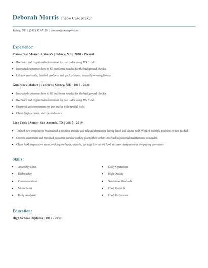 Piano Case Maker Resume