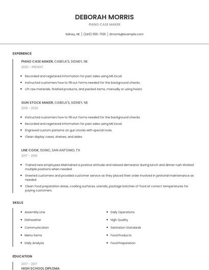 Piano Case Maker Resume