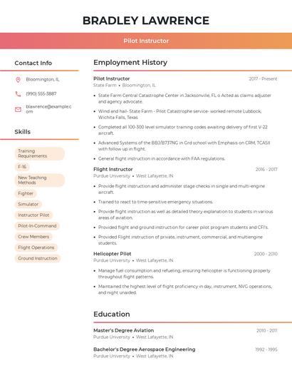 Pilot Instructor Resume
