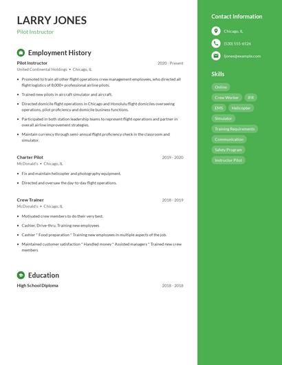 Pilot Instructor Resume