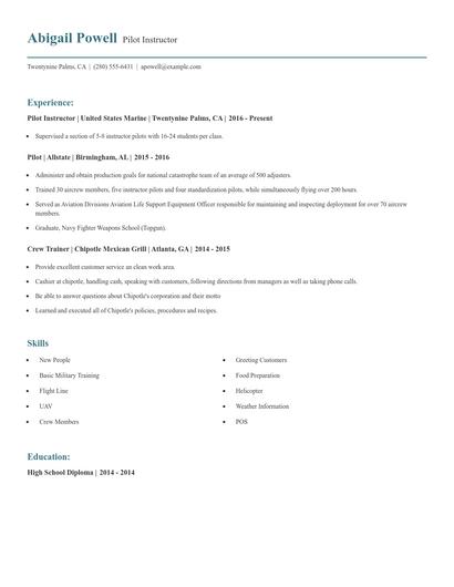 Pilot Instructor Resume